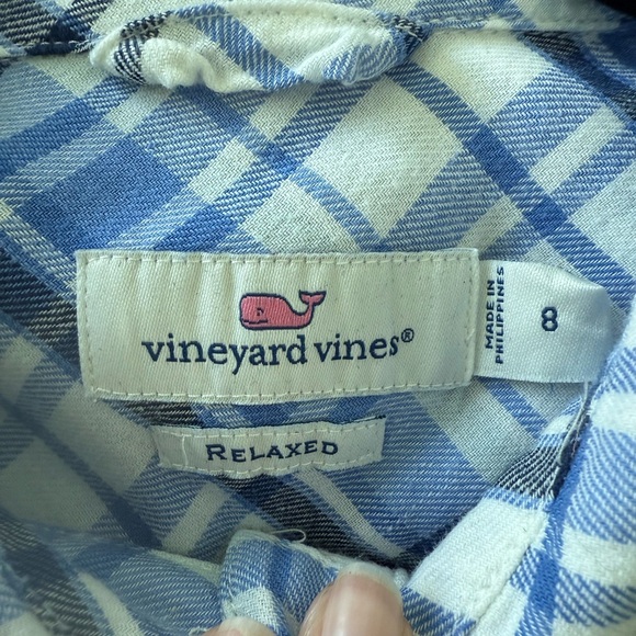 Vineyard Vines Women's Blue and White Checkered Button Down Shirt - Picture 4 of 4